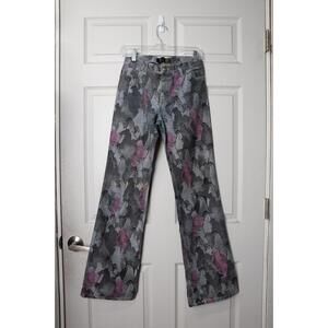 00's Just Cavalli All Over Print Bird Flared Jeans